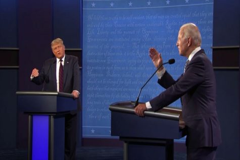 Presidential candidates Donald Trump (R) and Joe Biden (D) go toe-to-toe at the first 2020 Presidential Debate.