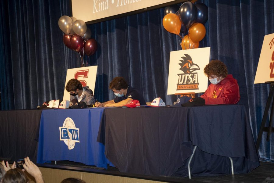 Roffwarg (left), Mintz (middle), Blum (right) sign their letter of intents to play collegiate baseball