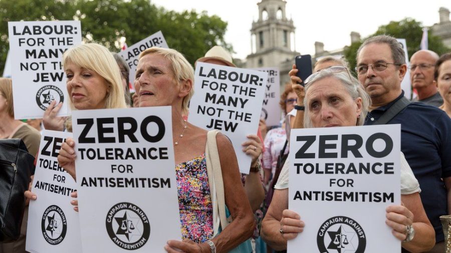 Protestors rally to end increasing Anti-Semitism. 