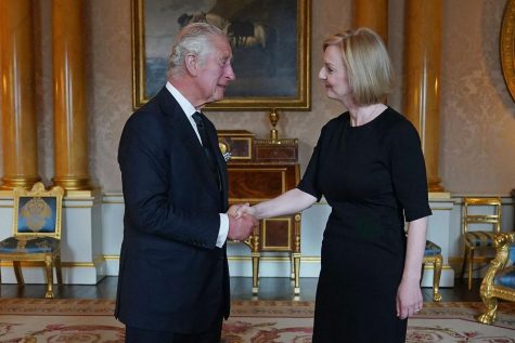 King Charles III greeting Liz Truss for the first time as prime minister 