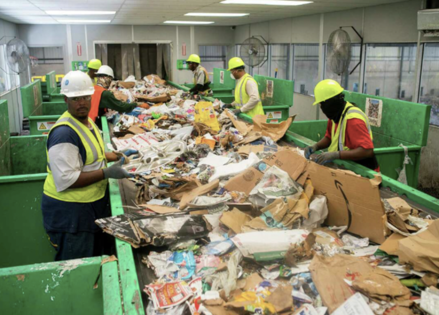 One of the extensive steps taken at a Houston Recycling facility: sorting.