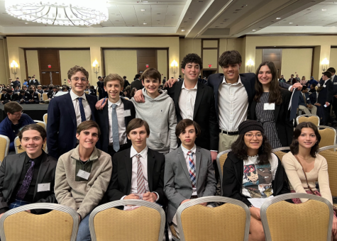 Members of the Emery MUN club smile for a picture at the Ivy League MUN Conference in Philadelphia