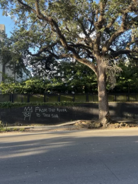 “From the river to the sea” spray painted on Tulanes campus. Photo taken by Tulane Student.